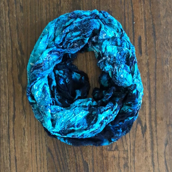 Express Teal and Navy Snake Print Infinty Scarf - Picture 2 of 2